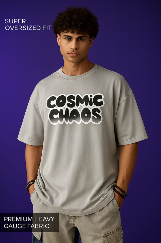 COSMIC CHAOS | GREY | OVERSIZED T-SHIRT