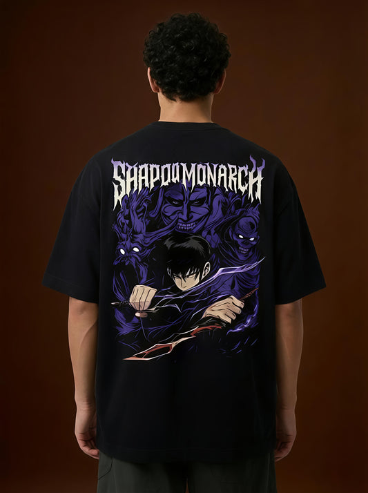 SHADOW MONARCH ANIME OVERSIZED BLACK T-SHIRT