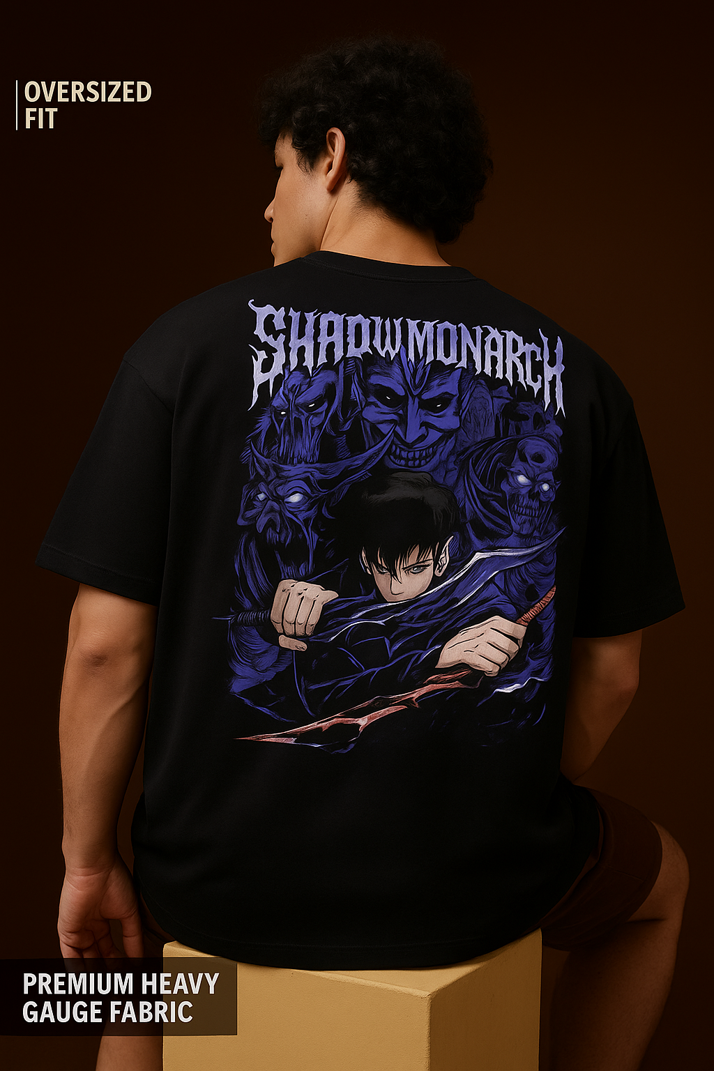 SHADOW MONARCH ANIME OVERSIZED BLACK T-SHIRT