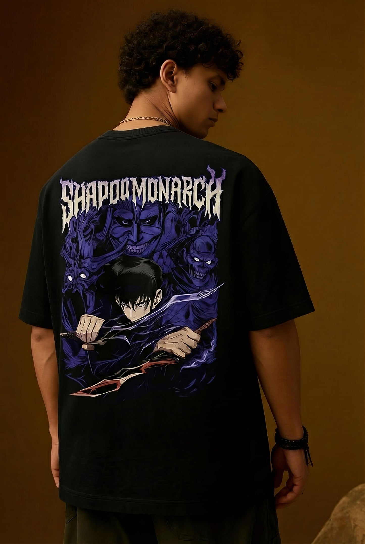 SHADOW MONARCH ANIME OVERSIZED BLACK T-SHIRT