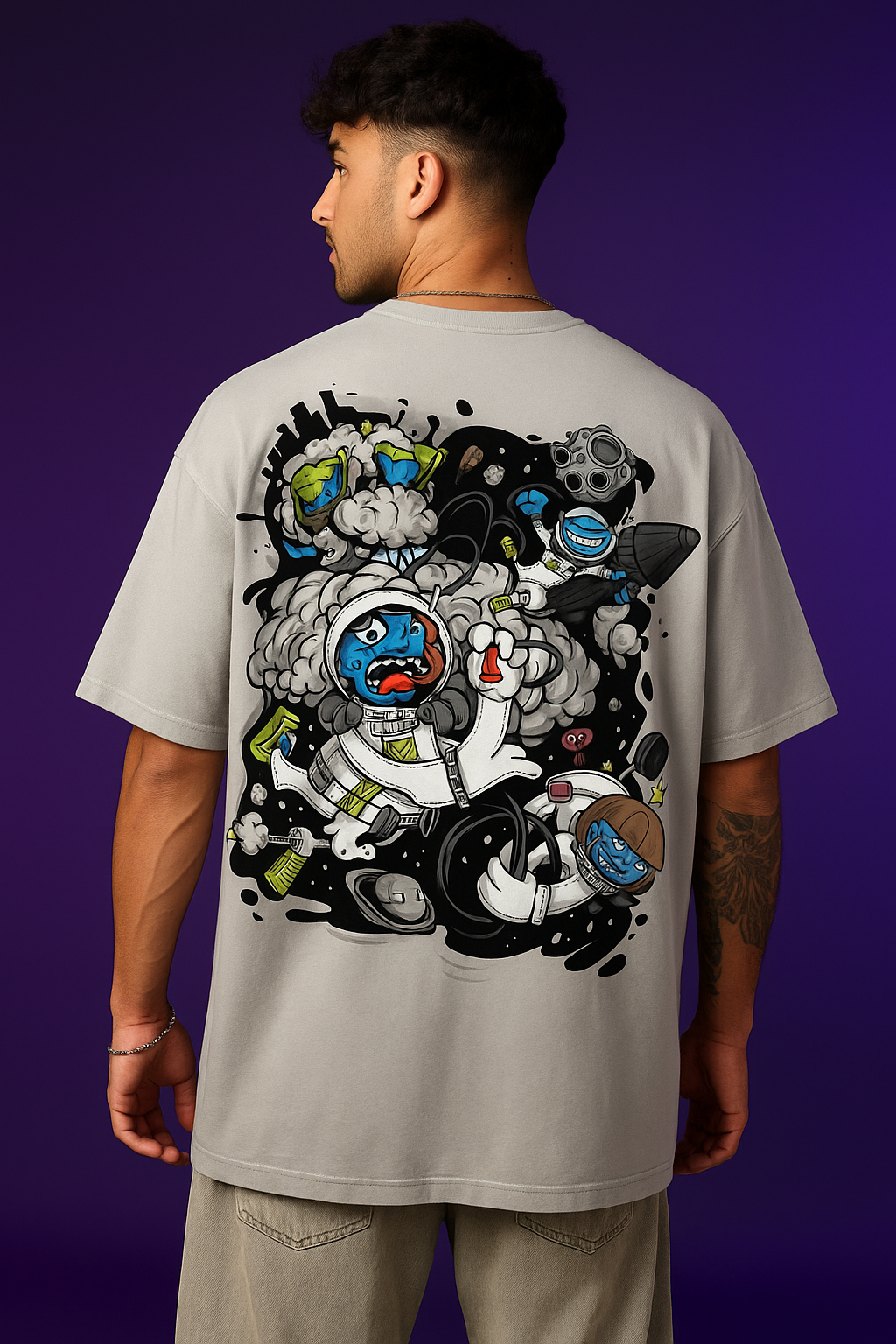 COSMIC CHAOS | GREY | OVERSIZED T-SHIRT