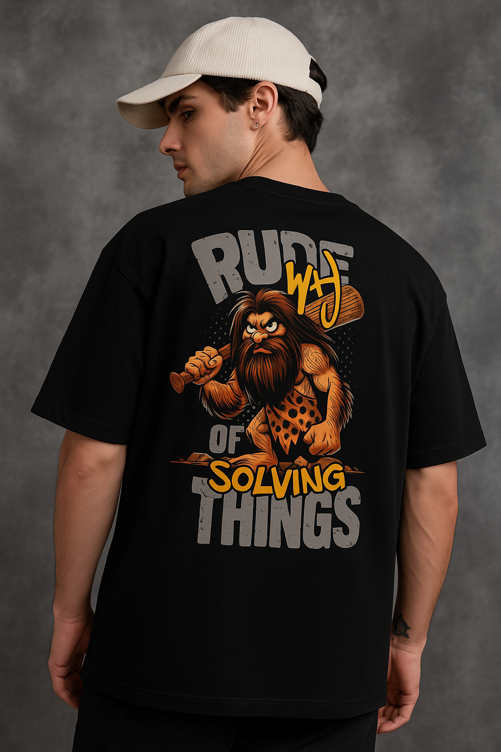 RUDE WAY CAVEMAN | DAISUKII | BLACK | OVERSIZED T-SHIRT