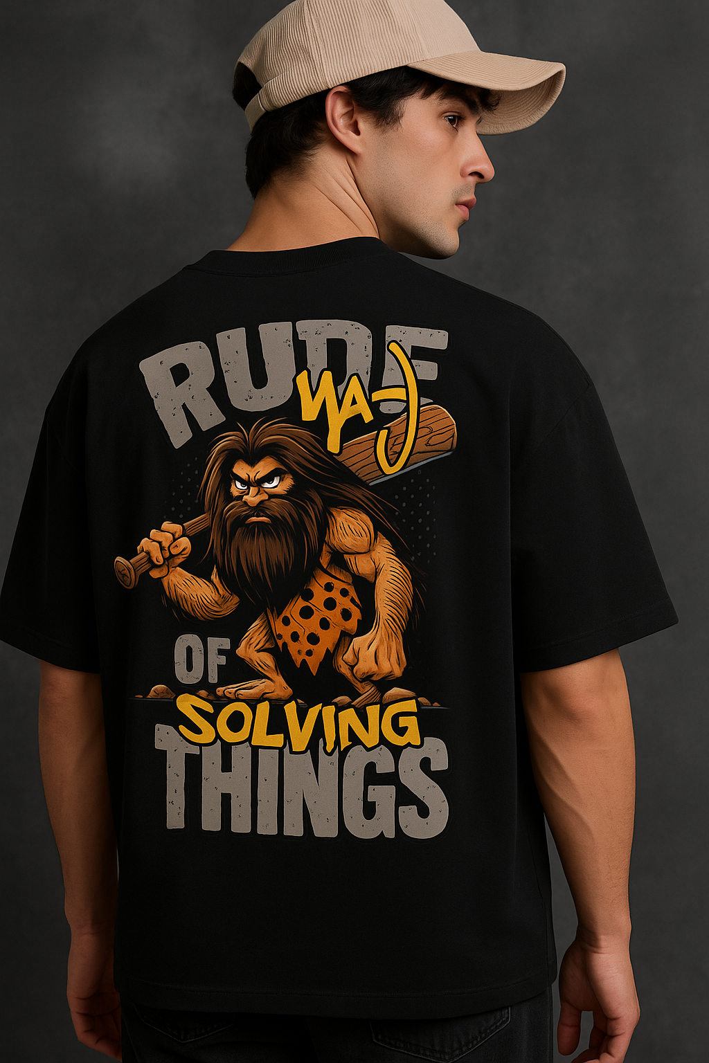 RUDE WAY CAVEMAN | DAISUKII | BLACK | OVERSIZED T-SHIRT