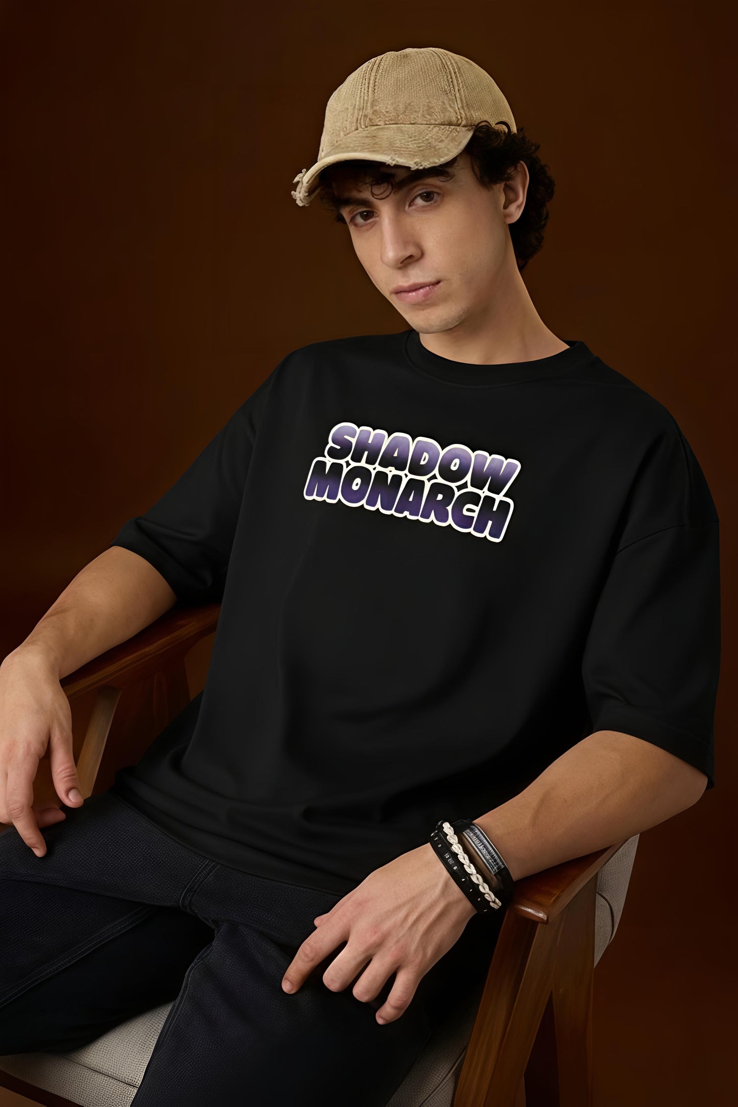 SHADOW MONARCH ANIME OVERSIZED BLACK T-SHIRT